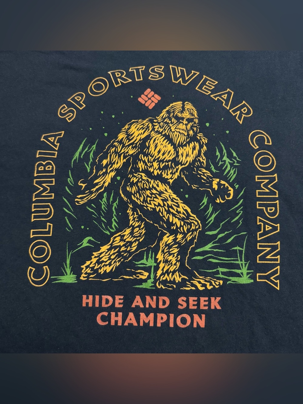 Columbia Sporstwear Bigfoot Sasquatch Hide And Seek Champion Tee In Blue Size: L